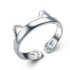 Women's 925 Sterling Silver Rings Simple Cute Cat Design Opening Finger Ring (Dragon Cat)